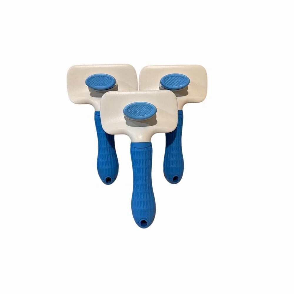 3-Pack Self-Cleaning Slicker Brush for Dogs & Cats Blue/White Grooming